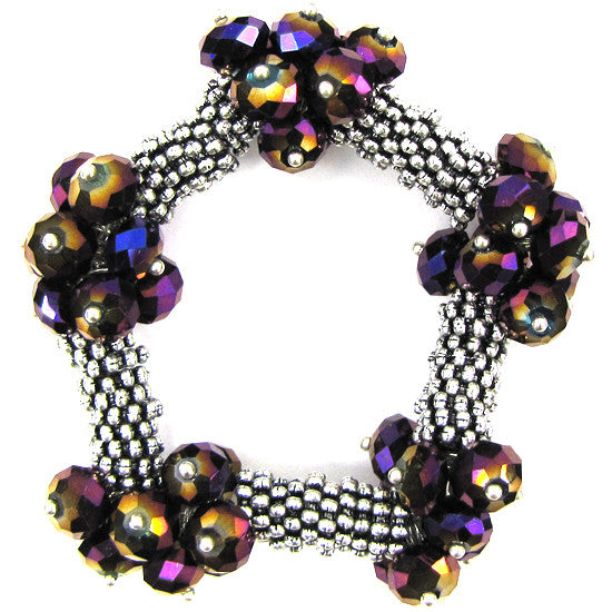 Crystal silver plated daisy stretch bracelet 7