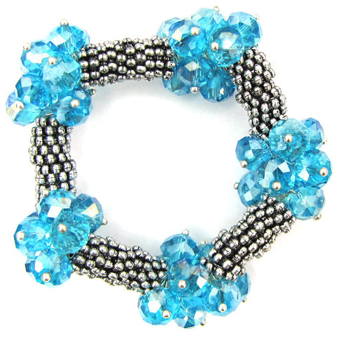 20mm blue turquoise stretch bracelet 8"