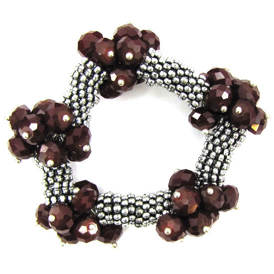 Crystal silver plated daisy stretch bracelet 7