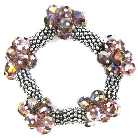 Crystal silver plated daisy stretch bracelet 7