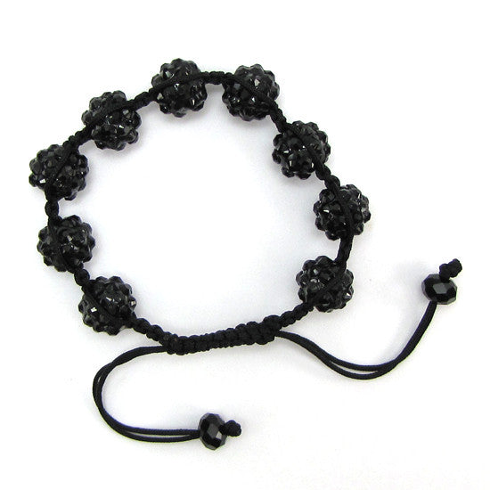12mm black acrylic ball marcrame adjustable bracelet