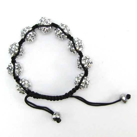 12mm silver acrylic ball marcrame adjustable bracelet