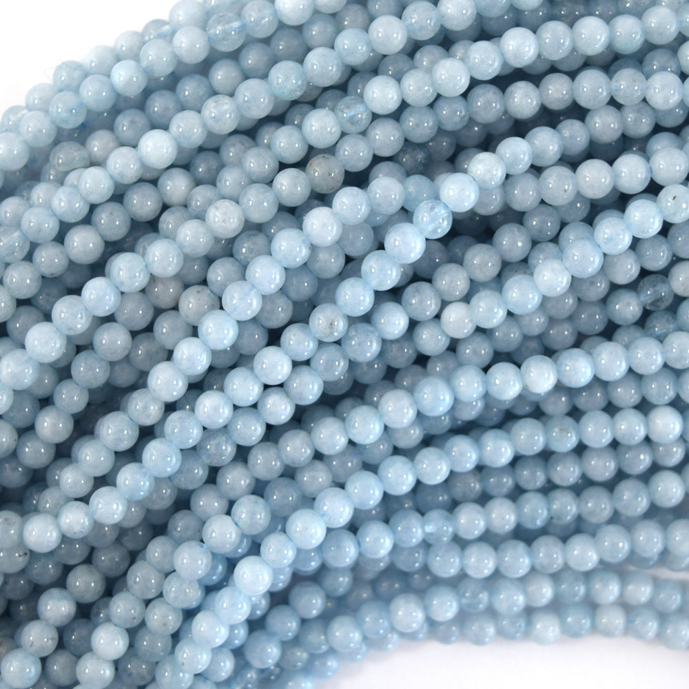 Light Blue Aquamarine Quartz Round Beads 15" Strand 4mm 6mm 8mm 10mm 12mm