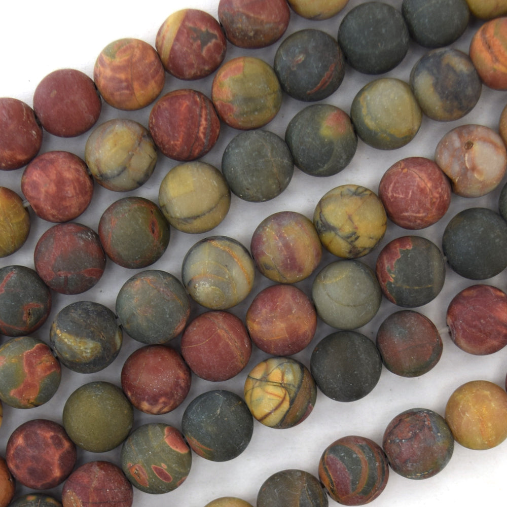Natural Matte Multicolor Picasso Jasper Round Beads 15" Strand 6mm 8mm 10mm