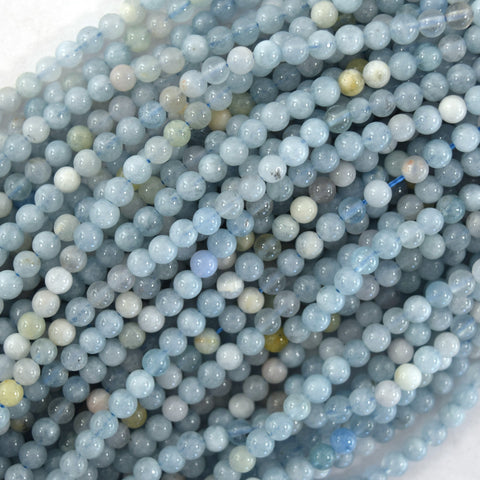 Natural Matte Light Blue Aquamarine round Beads 15.5"Strand S2 6mm 8mm 10mm 12mm