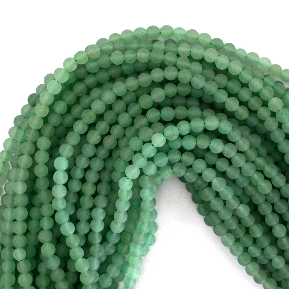 Natural Matte Green Aventurine Round Beads 15" Strand 4mm 6mm 8mm 10mm 12mm