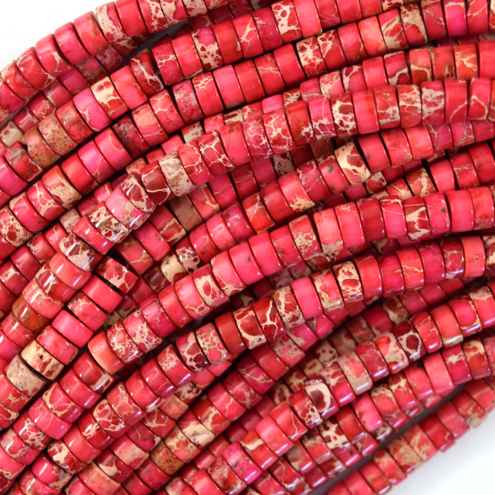 3x6mm Sea Sediment Jasper Heishi Disc Beads 15.5" Strand Blue Magenta Green 6mm