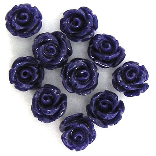 10 6mm synthetic coral carved rose flower pendant bead purple
