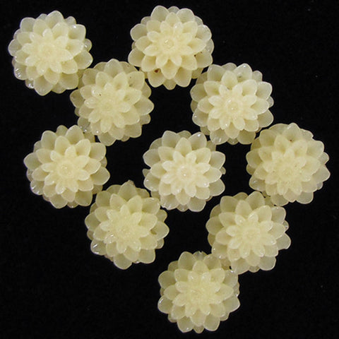 24mm synthetic coral carved rose flower beads 15" strand green 15 pieces