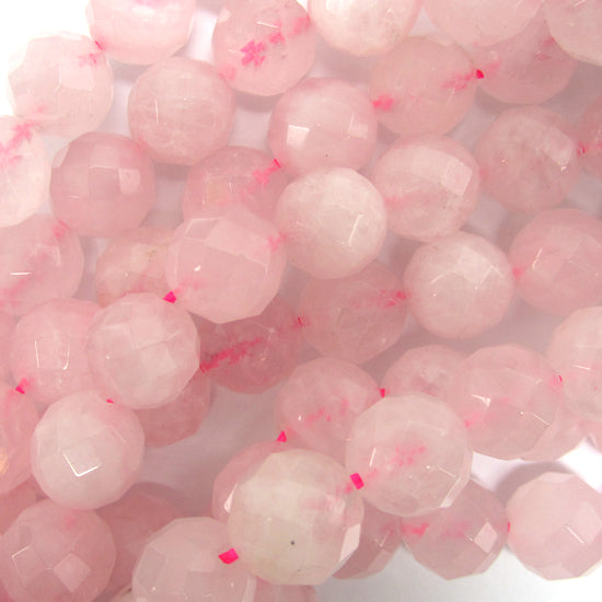 Natural Faceted Pink Rose Quartz Round Beads 15" Strand 4mm 6mm 8mm 10mm 12mm