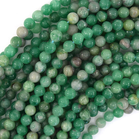 Natural Green African Jade Round Beads 15.5" Strand 4mm 6mm 8mm 10mm S2