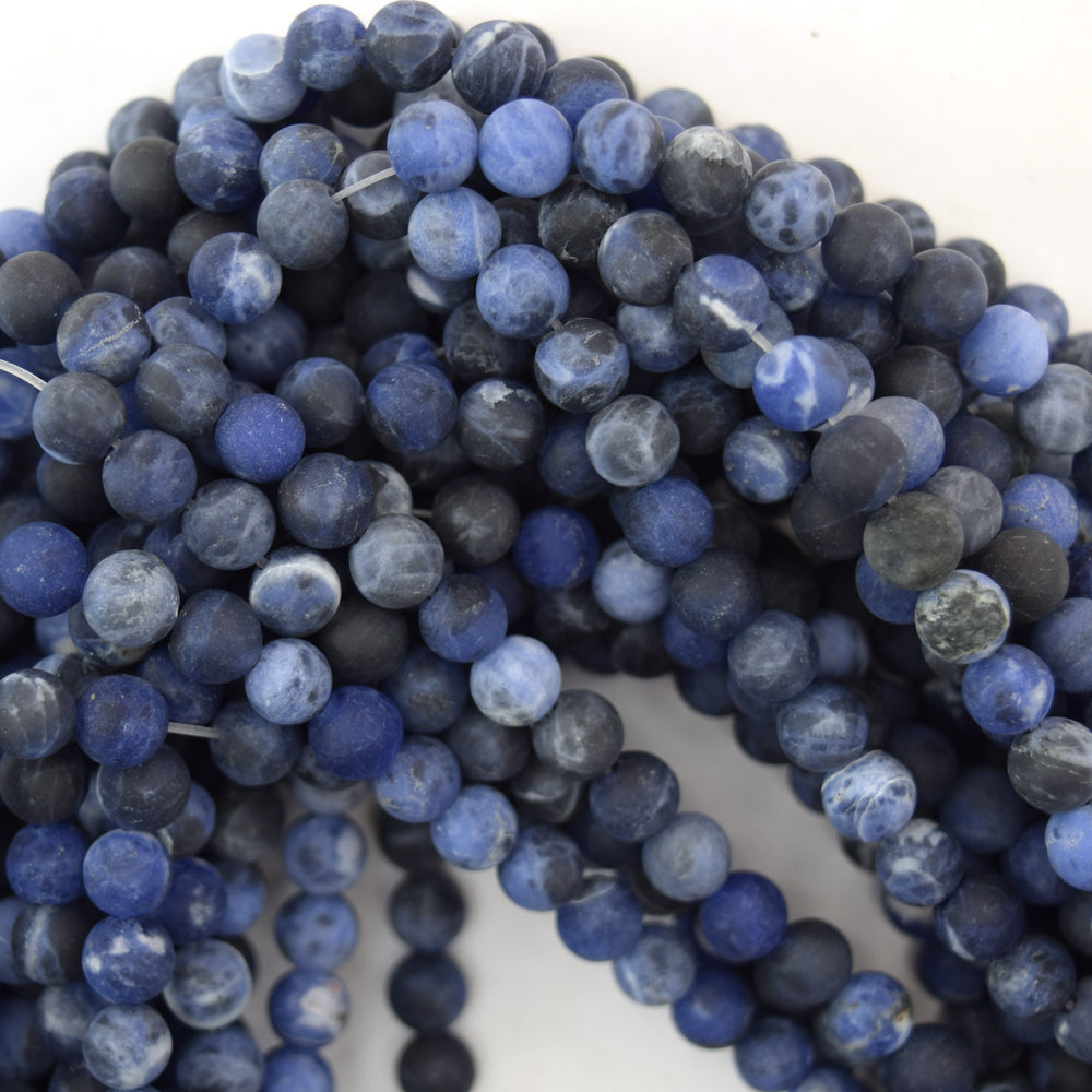 Natural Matte Blue Sodalite Round Beads Gemstone 15.5" Strand 4mm 6mm 8mm 10mm