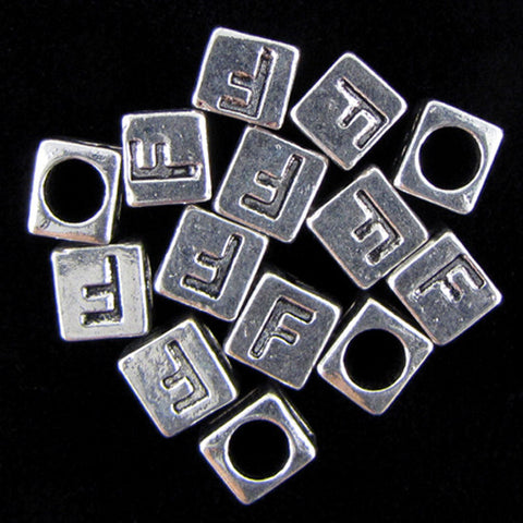 20 7mm pewter alphabet cube bead letter "U" findings