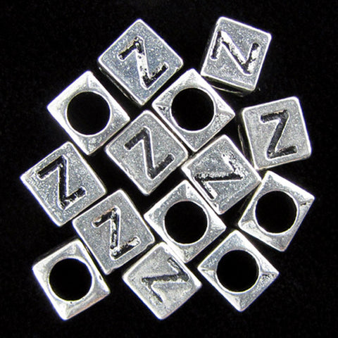 20 7mm pewter alphabet cube bead letter "X" findings