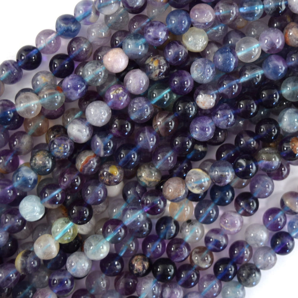 Natural Purple Fluorite Round Beads Gemstone 15