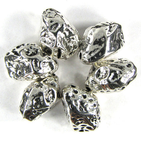 36 10mm silver plated pewter freeform nugget beads findings