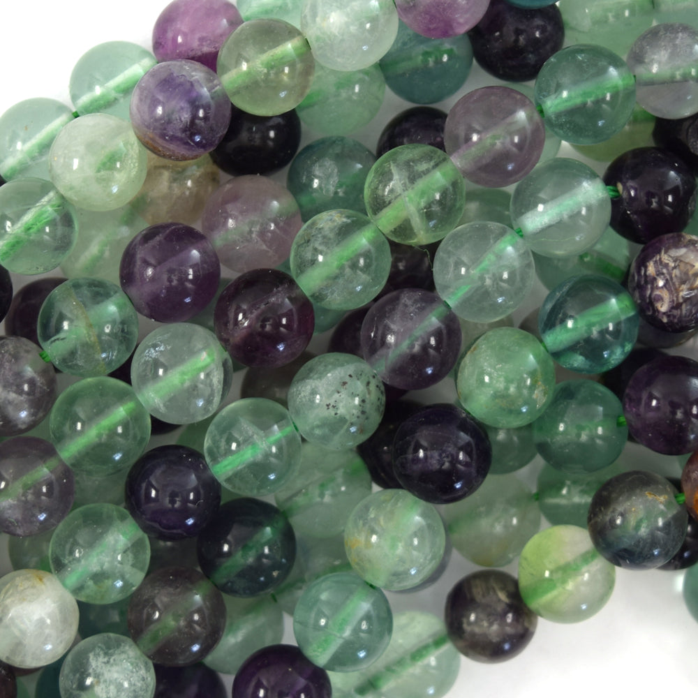 Natural Rainbow Fluorite Round Beads 15" Strand 4mm 6mm 8mm 10mm 12mm S1
