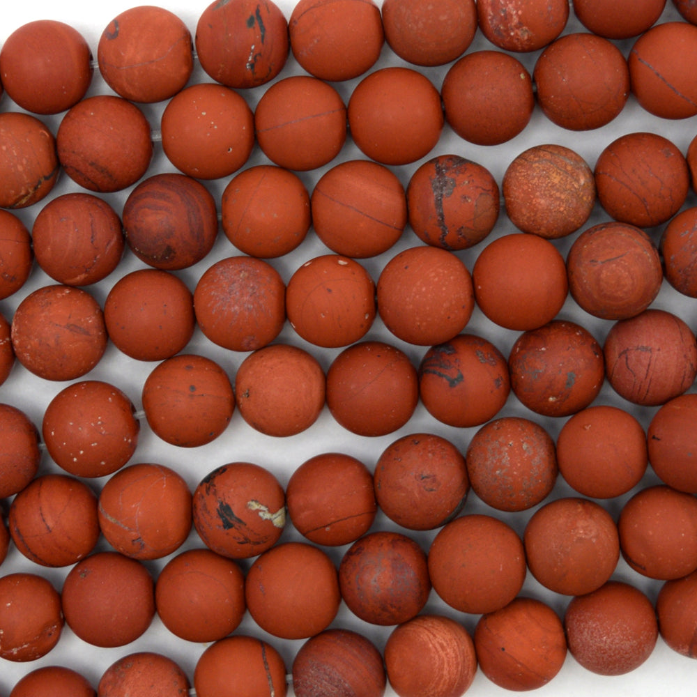 Natural Matte Red Jasper Round Beads Gemstone 15" Strand 4mm 6mm 8mm 10mm