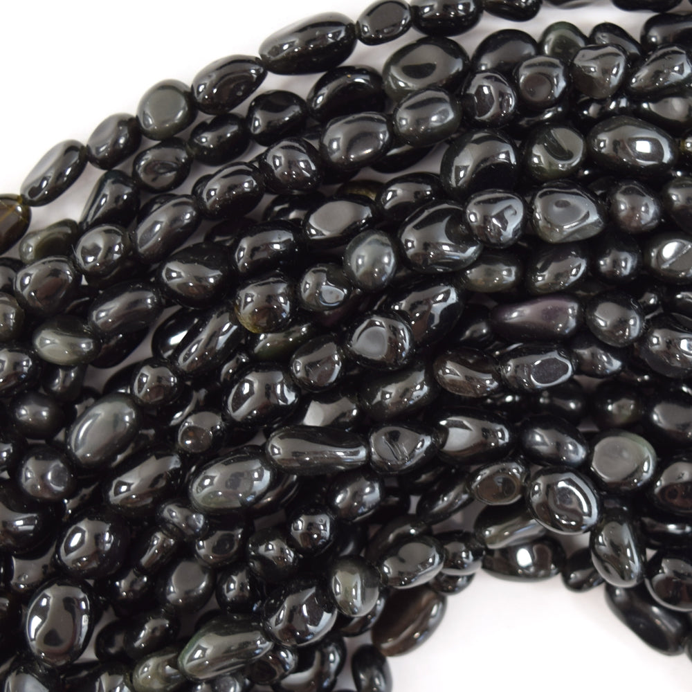 Natural Rainbow Black Obsidian Pebble Nugget 15.5