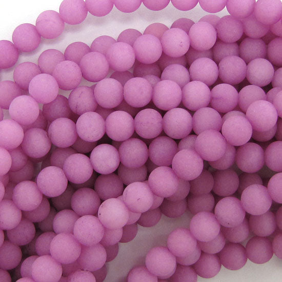 6mm matte magenta jade round beads 15
