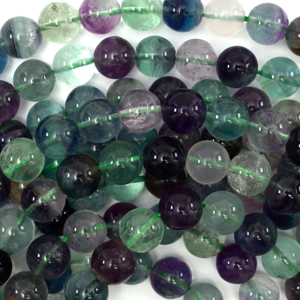 Natural Rainbow Fluorite Round Beads 15" Strand 4mm 6mm 8mm 10mm 12mm S1