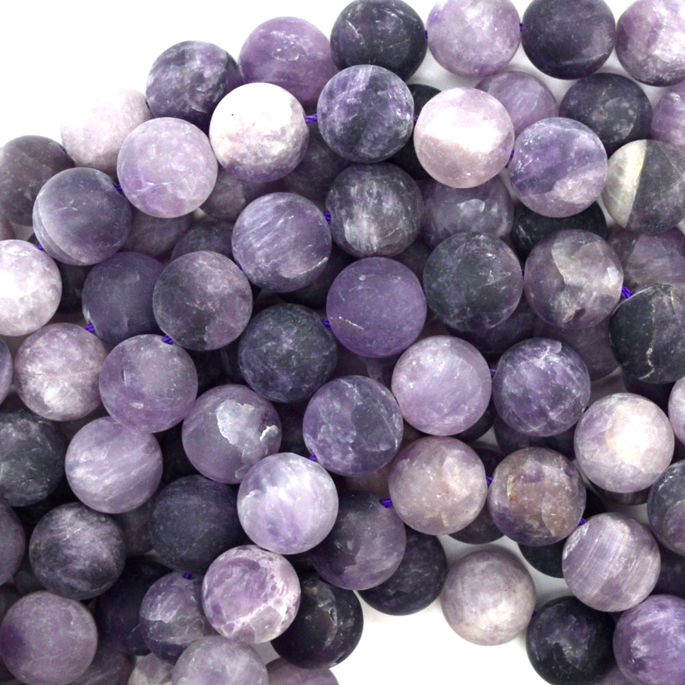 Natural Matte Purple Amethyst Round Beads 15" Strand 4mm 6mm 8mm 10mm 12mm
