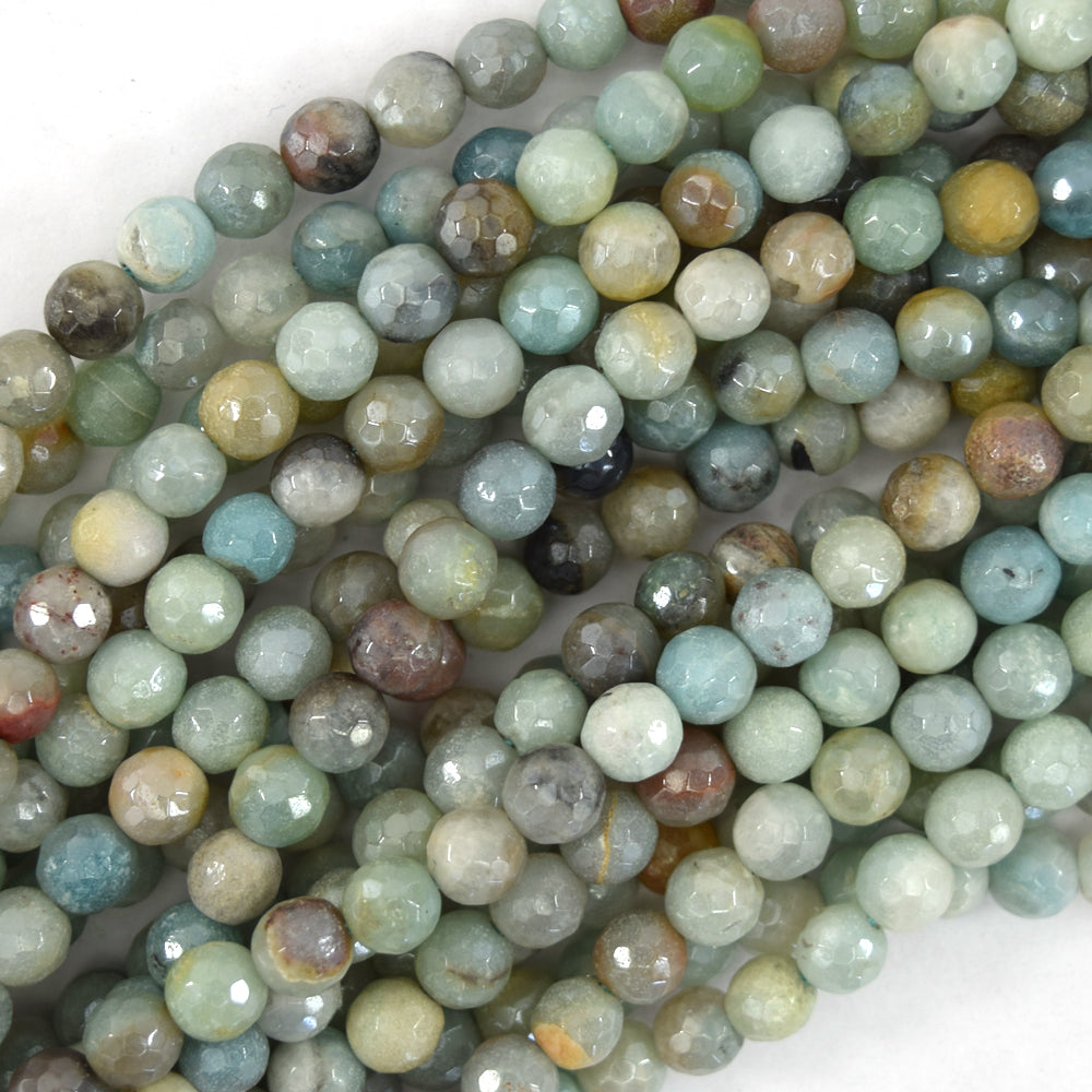Mystic Titanium Faceted Amazonite Round Beads Gemstone 15" Strand 6mm 8mm 10mm
