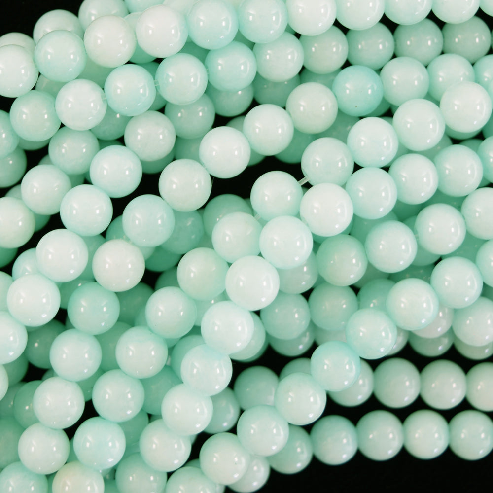 Greenish Blue Colored Quartz Round Beads 15" Strand 4mm 6mm 8mm 10mm 12mm
