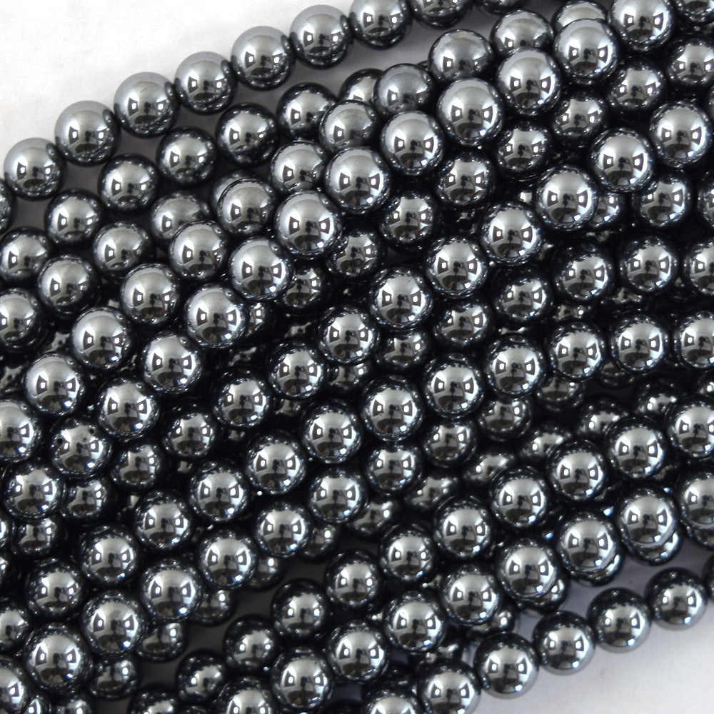 Silver Terahertz Round Beads Gemstone 15