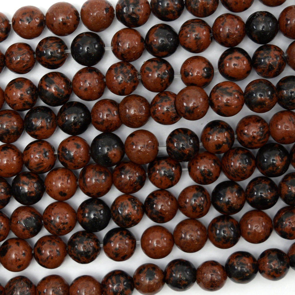 Natural Brown Mahogany Obsidian Round Beads 15" Strand 4mm 6mm 8mm 10mm