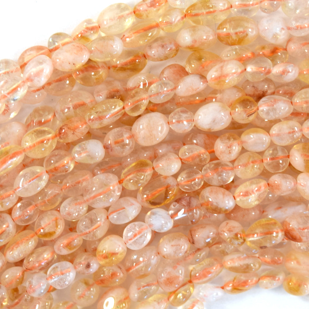 Natural Yellow Citrine Pebble Nugget Beads 15.5