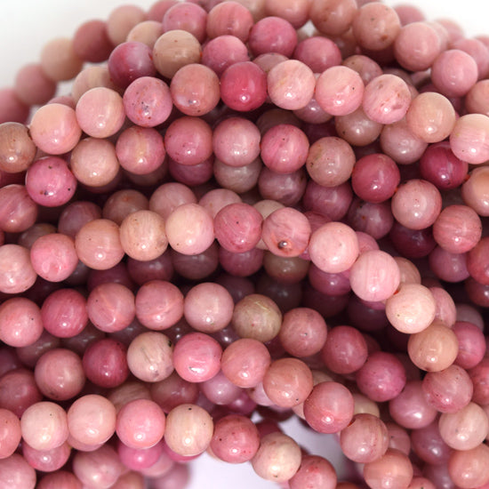 Natural Pink Rhodonite Round Beads Gemstone 15" Strand 4mm 6mm 8mm 10mm 12mm