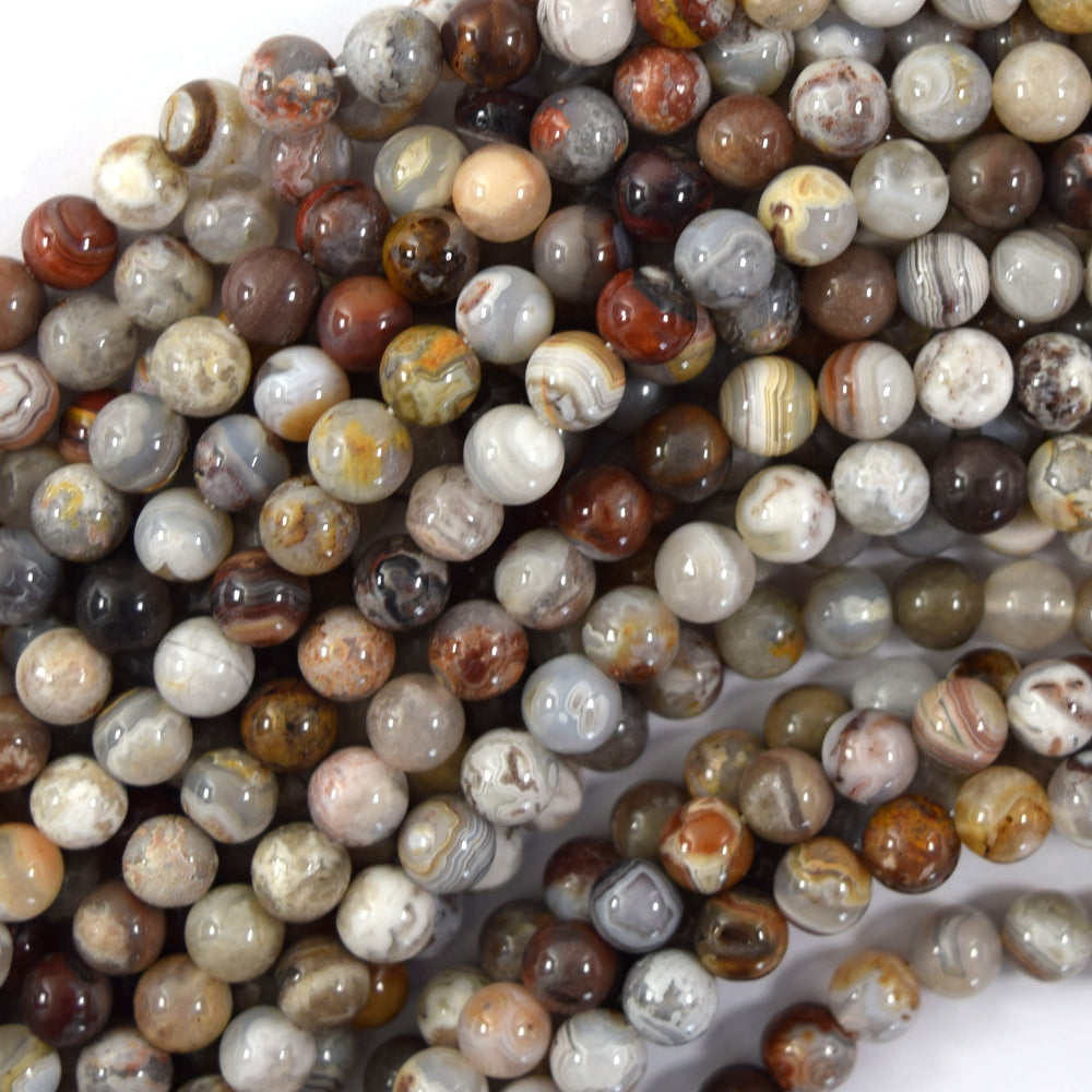 Natural Mexican Crazy Lace Agate Round Beads Gemstone 15