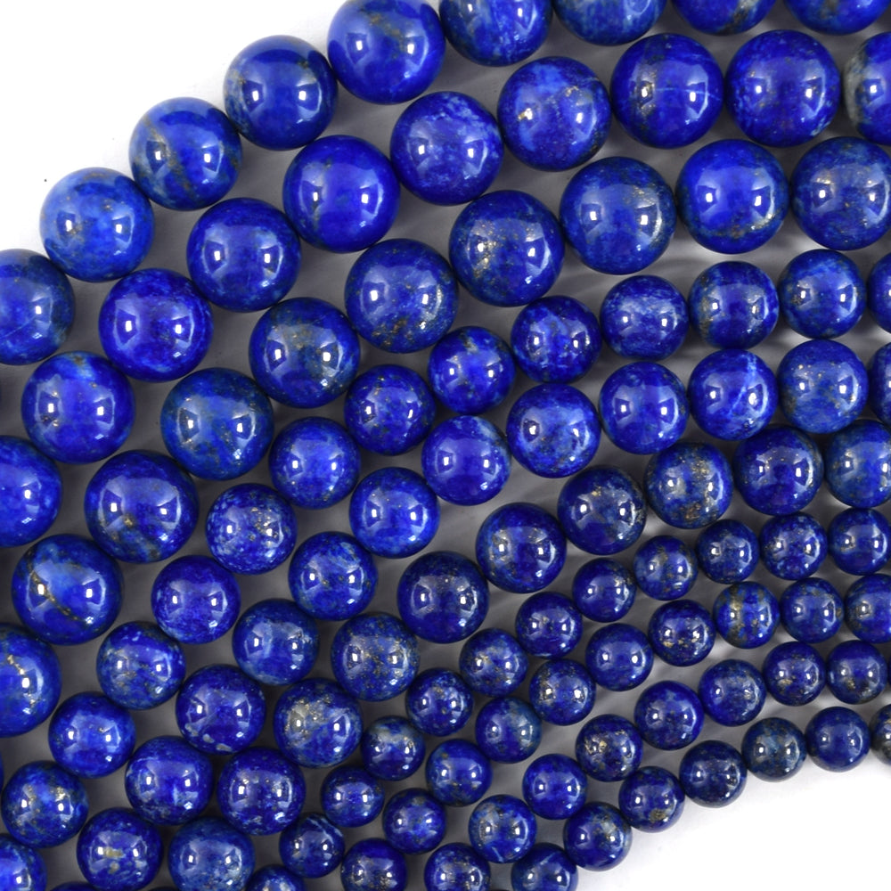 AA Natural Blue Lapis Lazuli Round Beads Gemstone 15" Strand 6mm 8m 10mm