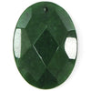 2 pieces 40mm faceted emerald green jade flat oval bead pendant