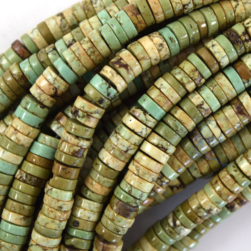 Brown Green Turquoise Heishi Disc Beads Gemstone 15.5" Strand 4mm 6mm 8mm - Eagle Beadz