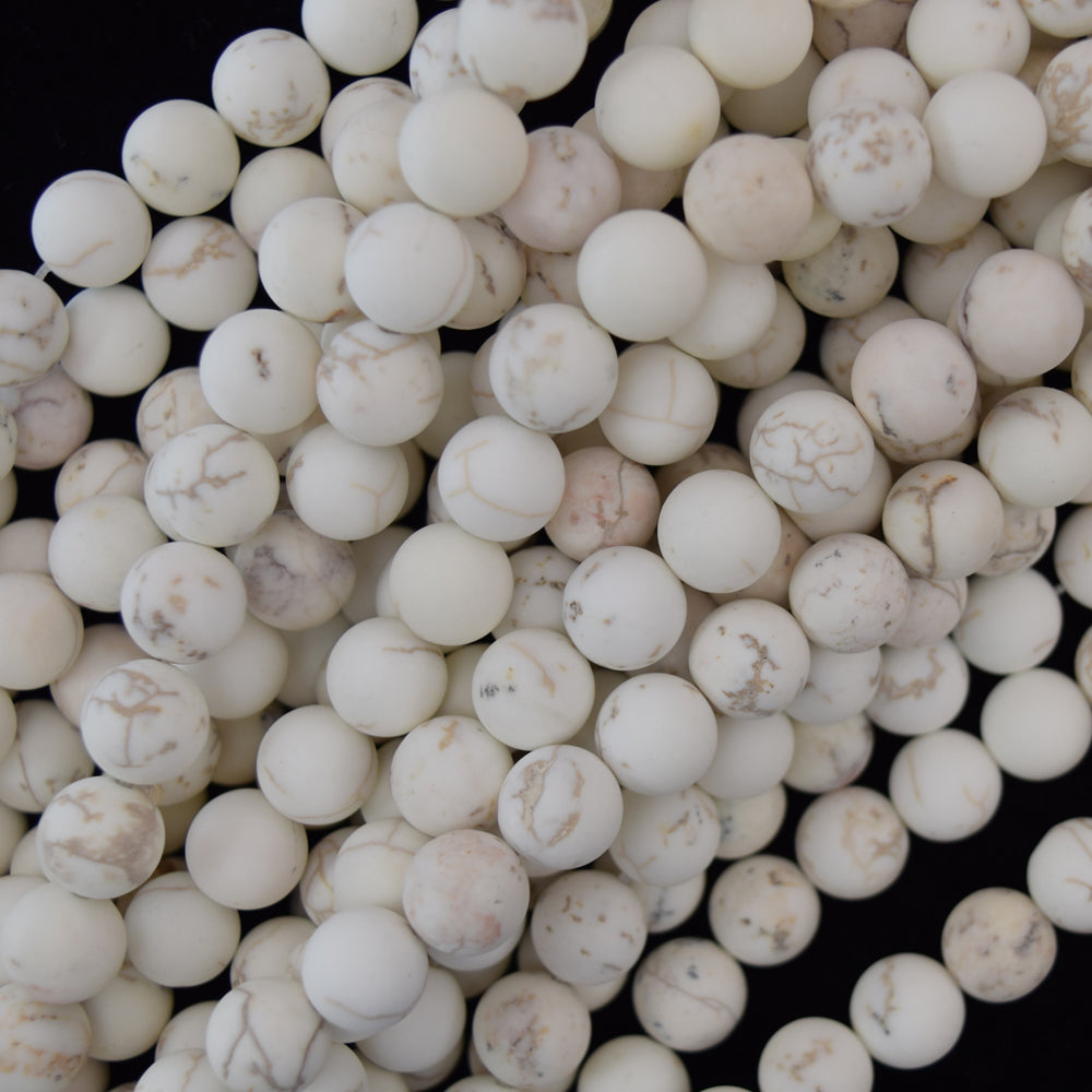 Matte White Turquoise Round Beads Gemstone 15.5" Strand 4mm 6mm 8mm 10mm 12mm