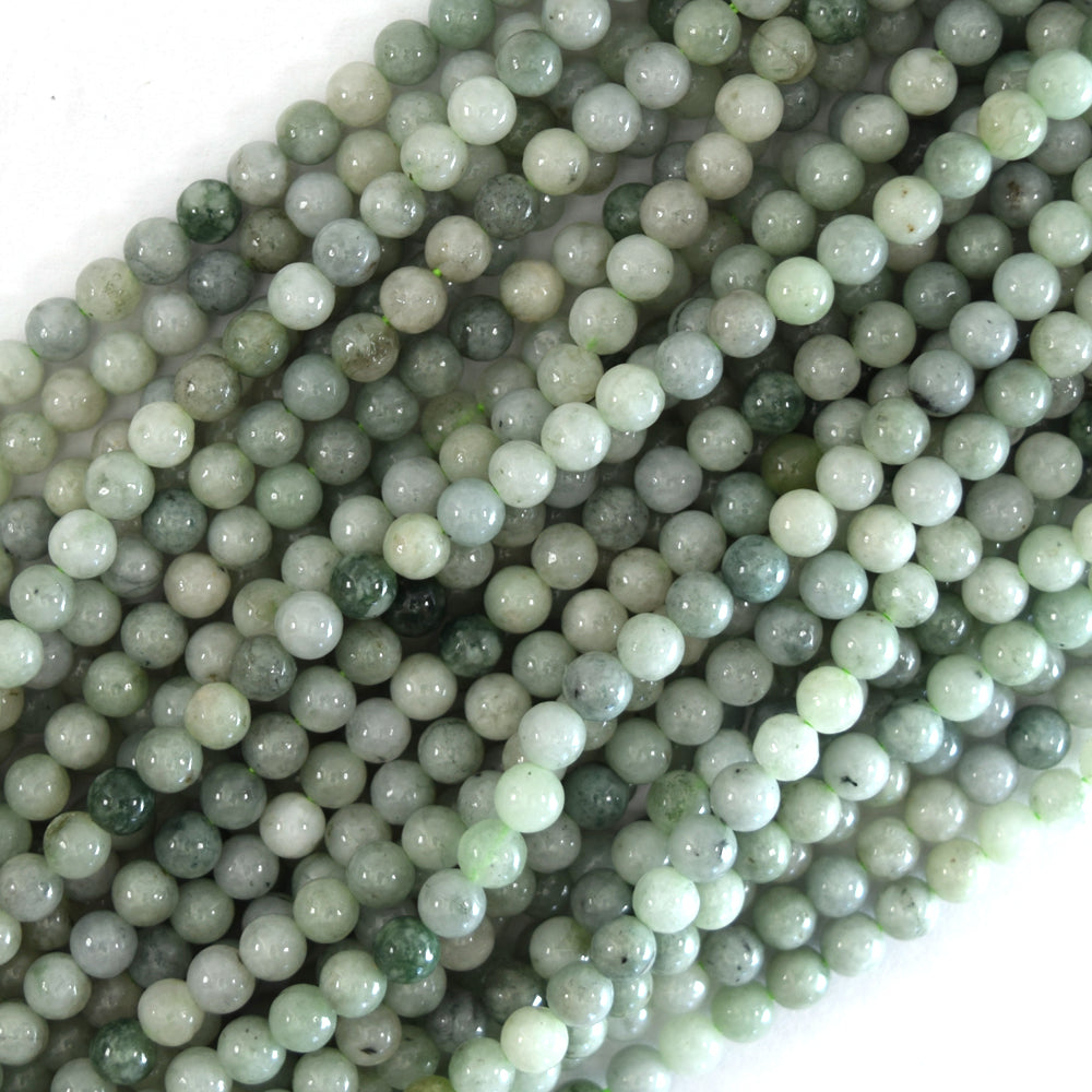 Natural Burma Jadeite Jade Round Beads 15.5" Strand 4mm 6mm 8mm 10mm 12mm S3