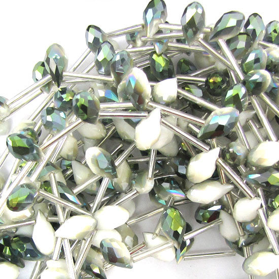 6x12mm faceted quartz teardrop beads 15.5