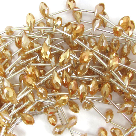 6x12mm faceted quartz teardrop beads 15.5