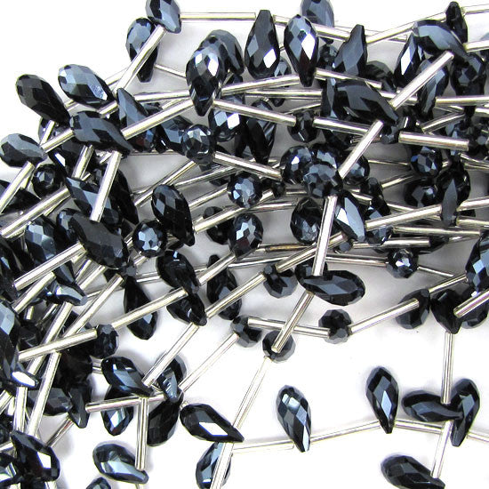 6x12mm faceted quartz teardrop beads 15.5