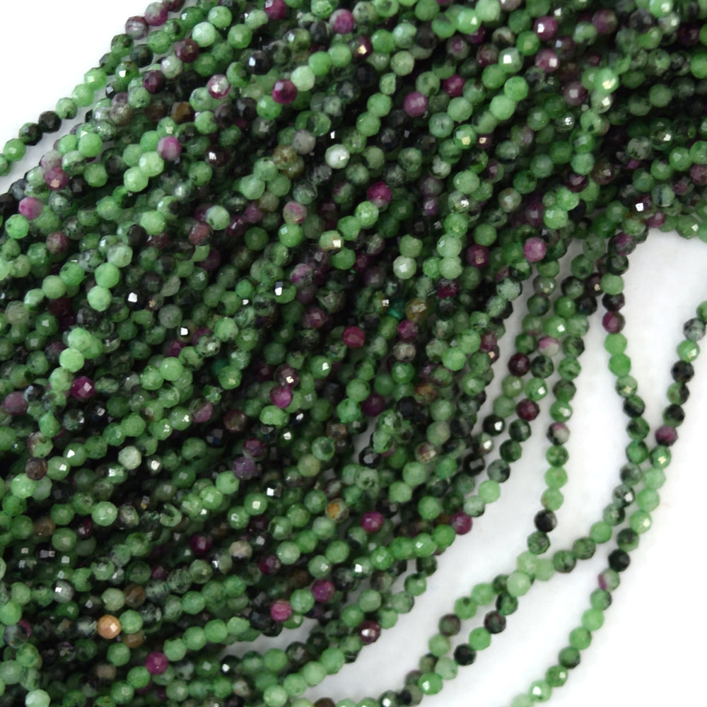 2mm natural faceted ruby zoisite round beads 15.5