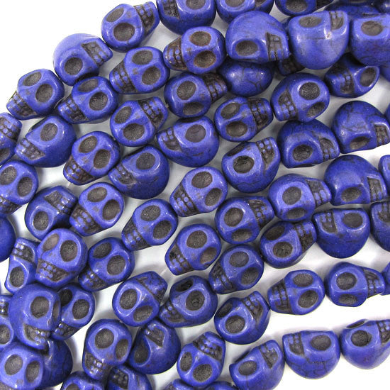 10x13mm purple turquoise carved skull beads 15.5