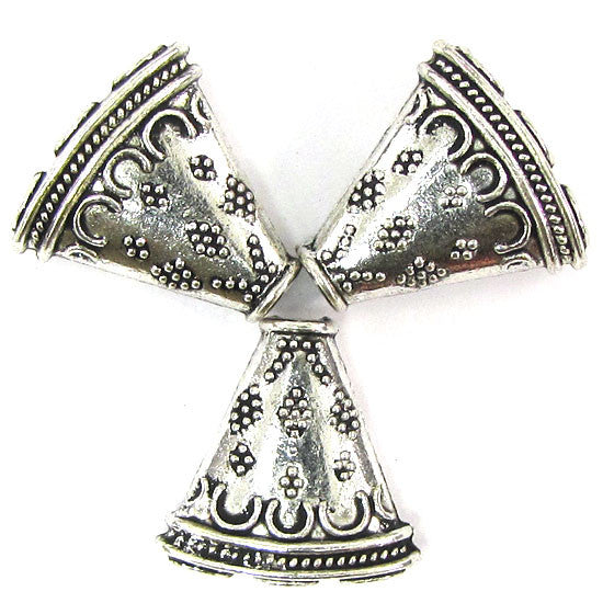 6 23mm silver plated pewter flower triangle 1 hole to 3 holes findings