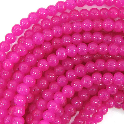10mm pink glass pearl round beads 16" strand
