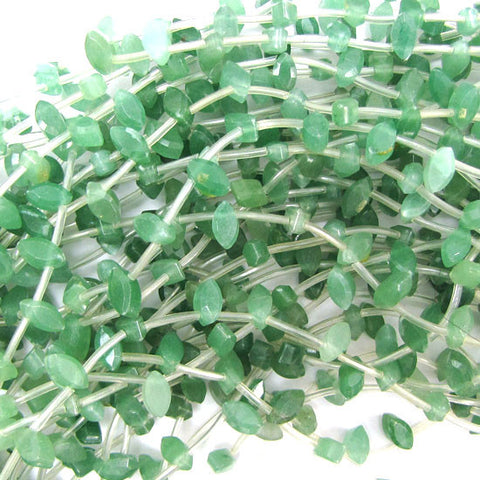 31mm faceted green aventurine flat teardrop beads 16" strand