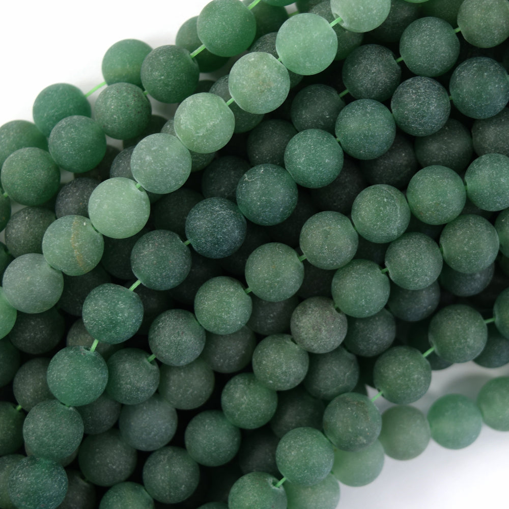 Natural Matte Green Aventurine Round Beads 15" Strand 4mm 6mm 8mm 10mm 12mm