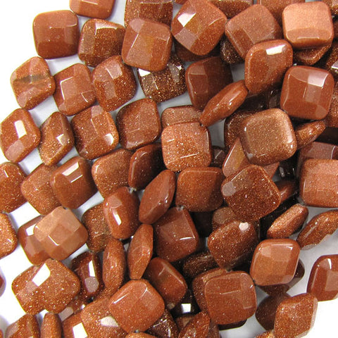 10mm faceted goldstone rondelle beads 15" strand