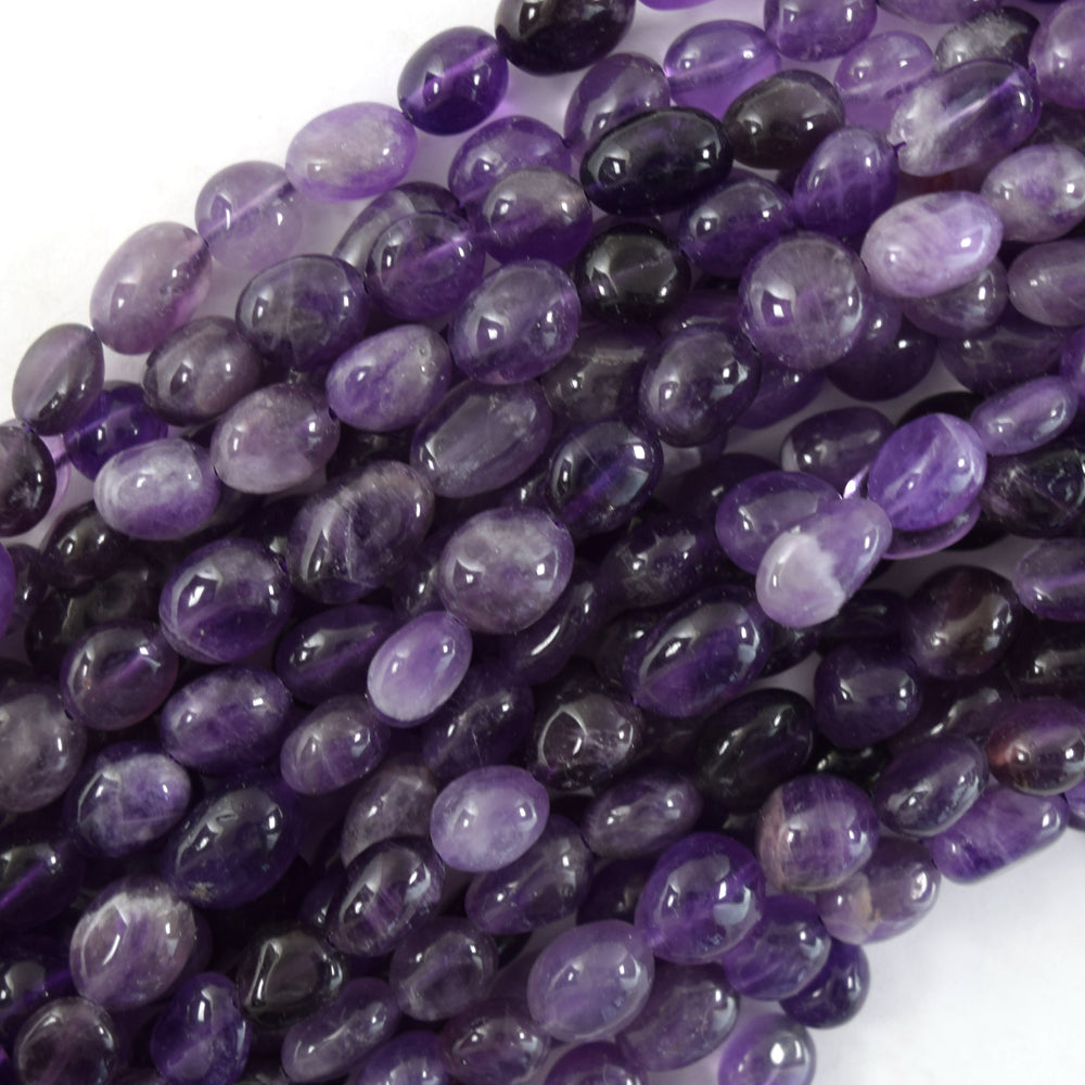 Natural Purple Amethyst Pebble Nugget Beads 15.5" Strand 6mm -8mm, 8mm - 10mm