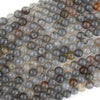 Natural Gray Sesame Crystal Quartz Round Beads Gemstone 15